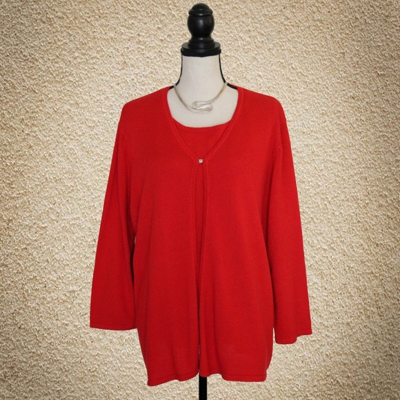 Sag Harbor Sweaters - Plus Sag Harbor Woman Red Sweater Size 2X
